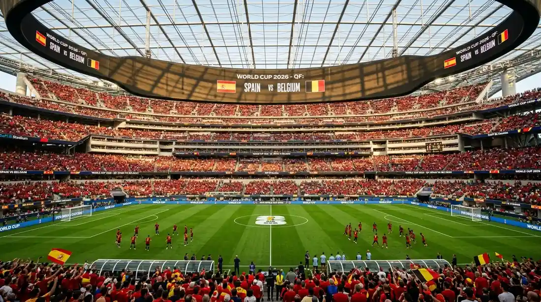 SoFi Stadium w Los Angeles przed ćwierćfinałem Hiszpania – Belgia na Mundialu 2026