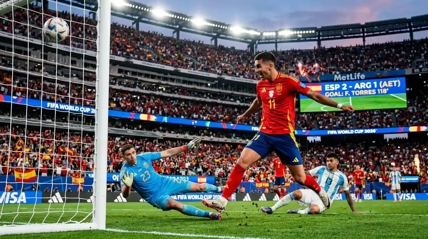 Ferran Torres strzela zwycięskiego gola w 106. minucie finału Mundialu 2026 na MetLife Stadium