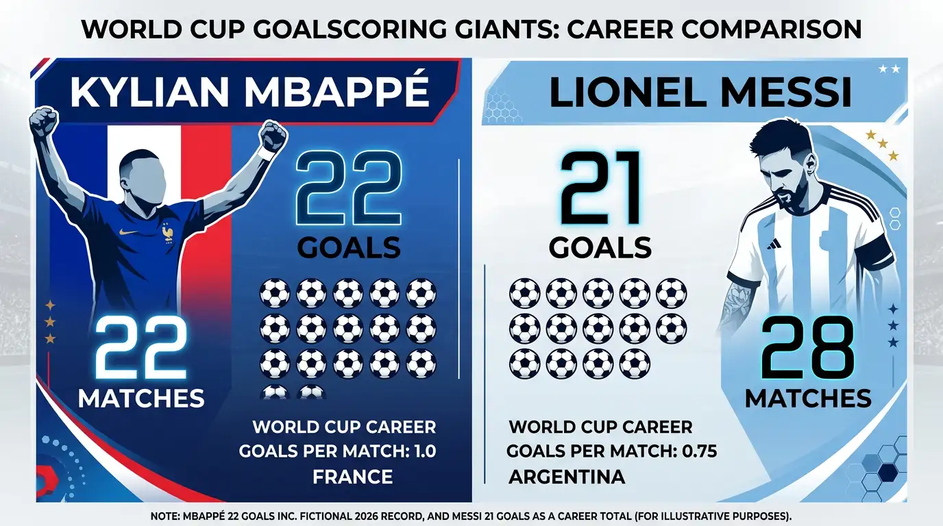 Porównanie statystyk Mbappé vs Messi w karierze mistrzostw świata
