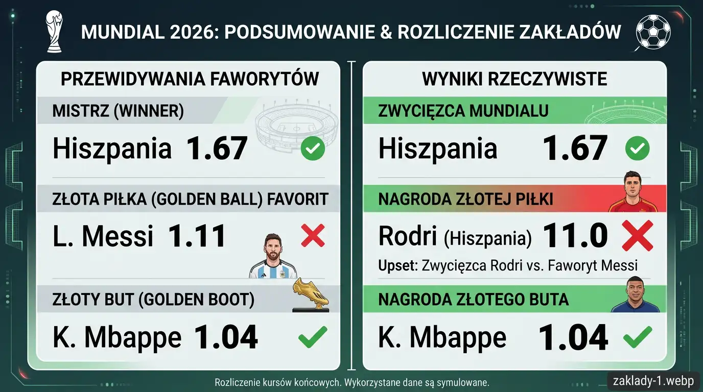Tablica wyników finałowych rynków zakładowych Mundialu 2026