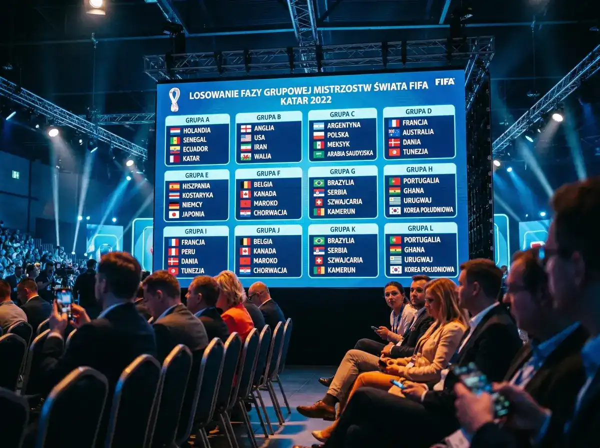 Losowanie grup Mistrzostw Świata 2026 — kulki z nazwami drużyn na tle logo FIFA
